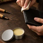 Burnishing Wax & Cloth in use
