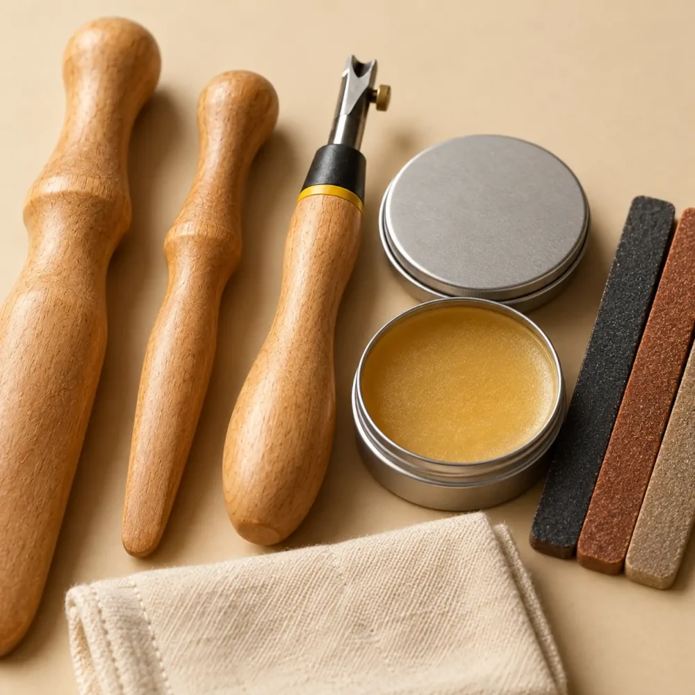 Edge Finishing Set, close-up of the stitching and finish