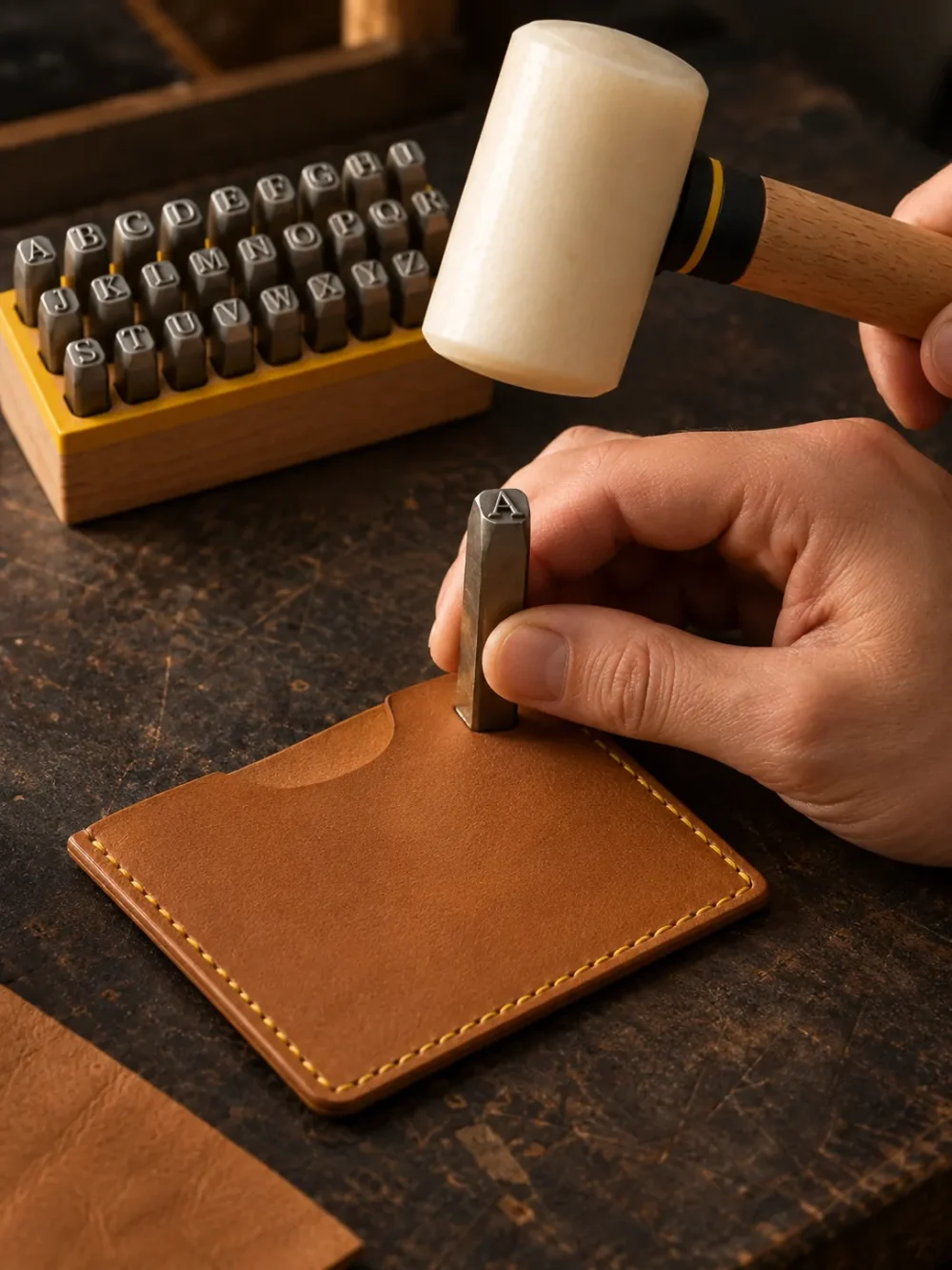 Initial Stamp Set with Mallet i brug