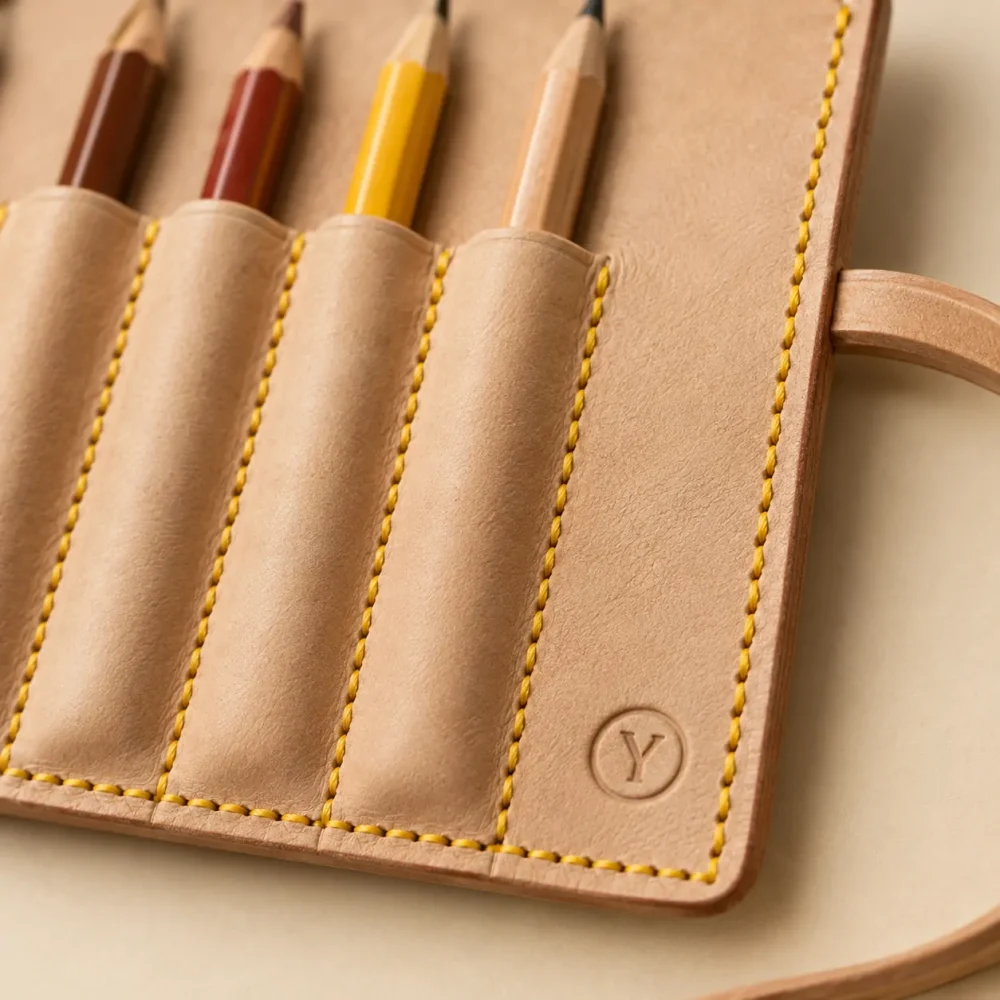 Pencil Roll Kit, close-up of the stitching and finish