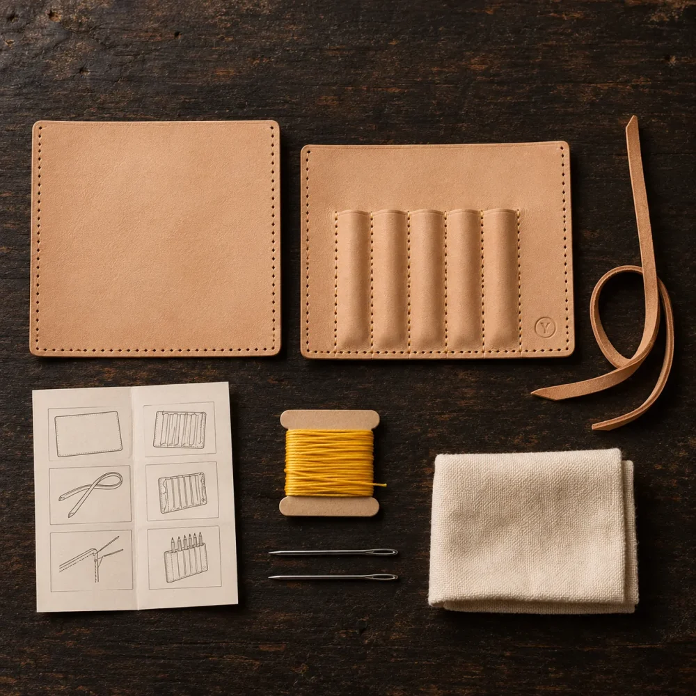 Pencil Roll Kit, everything in the box laid out