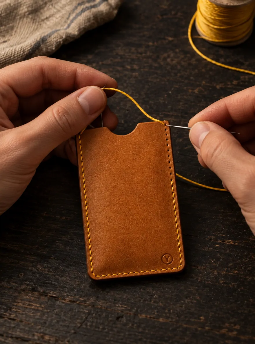 Phone Sleeve Kit, bliver syet i hånden