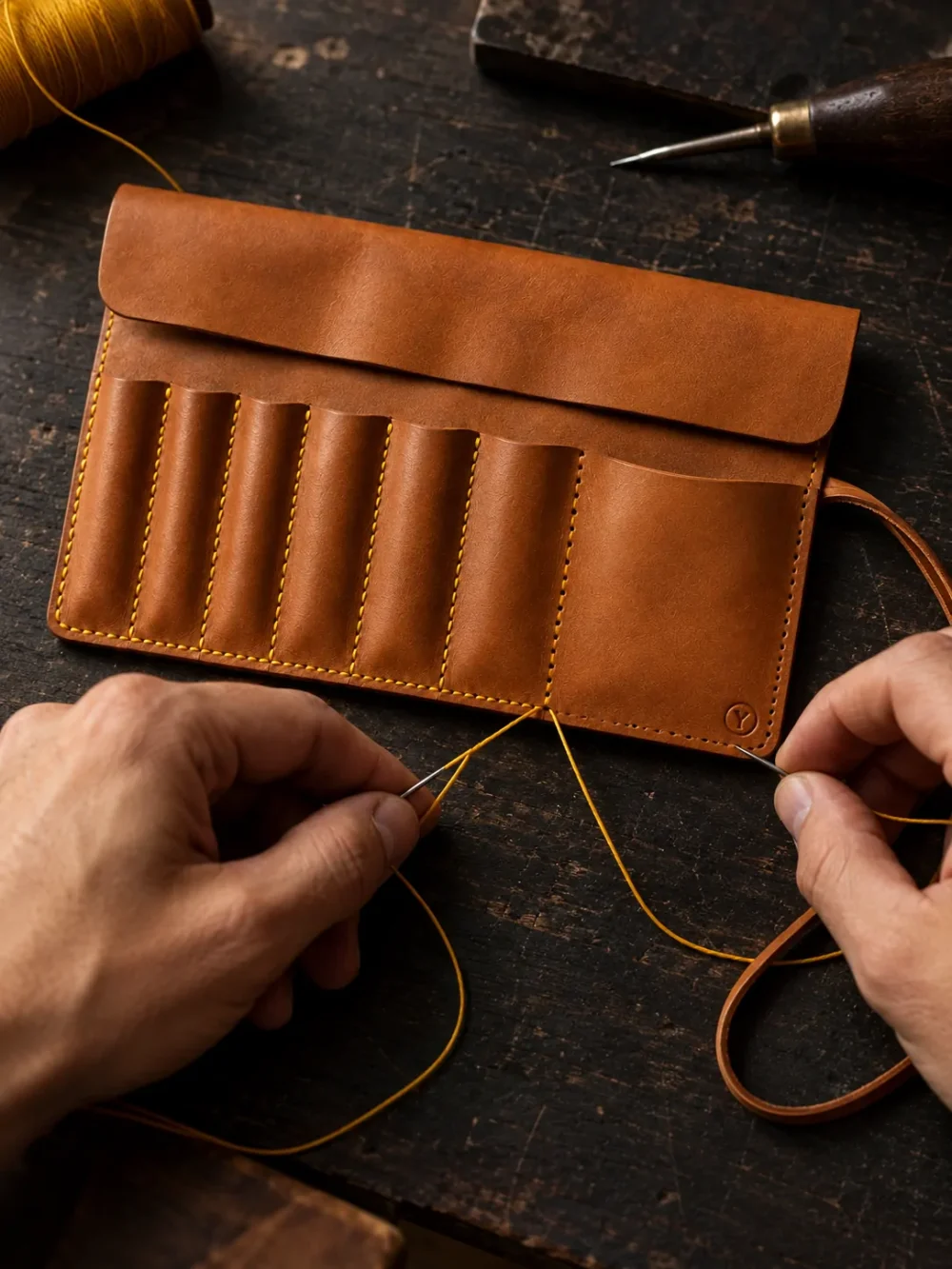 Tool Roll Kit, bliver syet i hånden