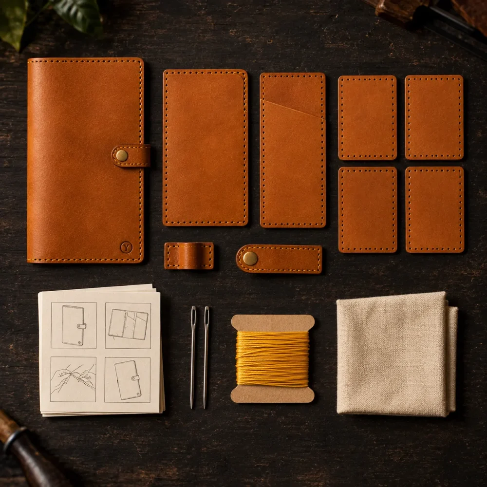 Travel Wallet Kit, everything in the box laid out